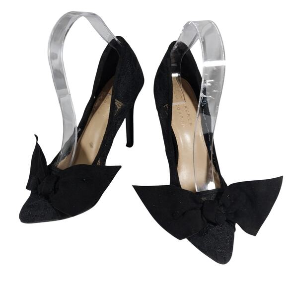 LAUREN CONRAD! GORGEOUS BLACK LACE, OVERSIZED FRONT BOW PUMPS, HEELS! SZ 7M - Picture 10 of 10